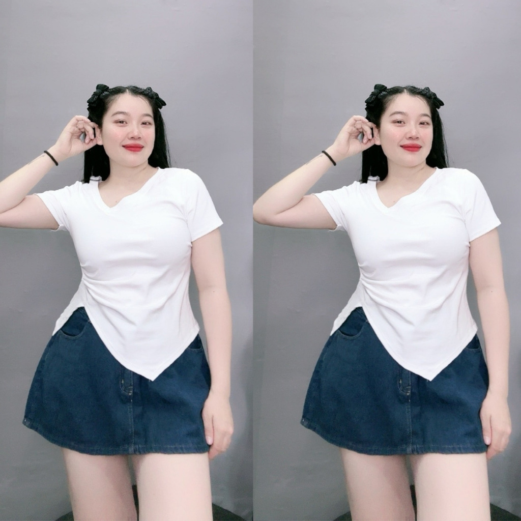 Áo Thun Cổ Tim Bigsize Lên Phom Tôn Dáng Che Bụng Cực Dễ Thương MÃ A40