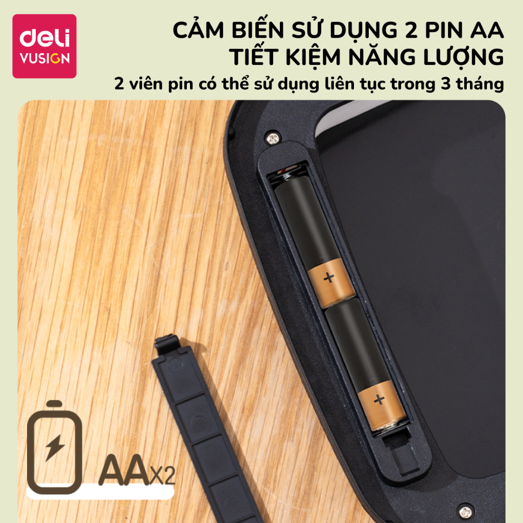 Thùng rác thông minh cảm biến tự đóng mở 15L Deli sọt rác gia đình dùng pin phù hợp cho phòng khách phòng bếp