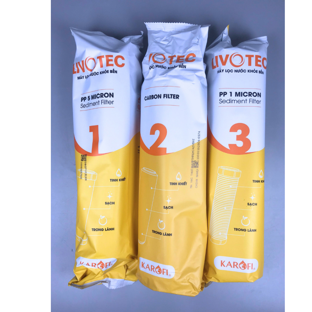 Ảnh Bộ 3 lõi lọc thô Karofi Livotec dùng cho máy lọc nước RO có 3 cốc lọc 10inch- CHÍNH HÃNG 2