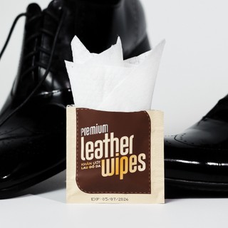 Túi 50 gói khăn ướt lau giày da túi da ví da siêu tốc Leather EcoWipes gói 1 tờ hương quế