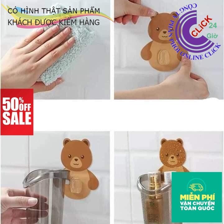 Cốc Gấu Dán Tường Đựng Kem, Bàn Chải Đánh Răng, Vật Dụng Tiện Lợi - Sắp Xếp Gọn Gàng