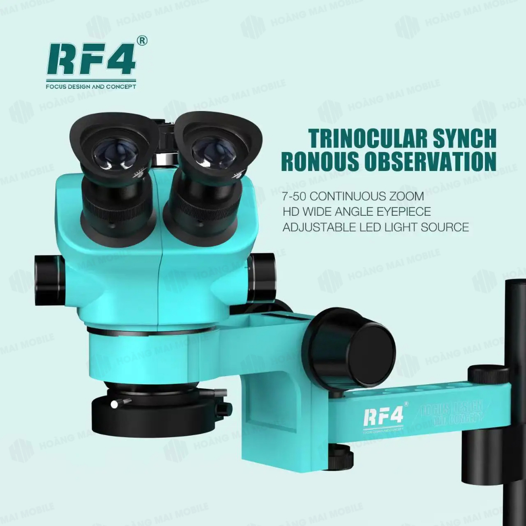 Kính hiển vi 3 mắt RF4 RF-7050PRO-F019 độ phóng đại 7X-50X kèm đèn, thị kính WF10X/22mm