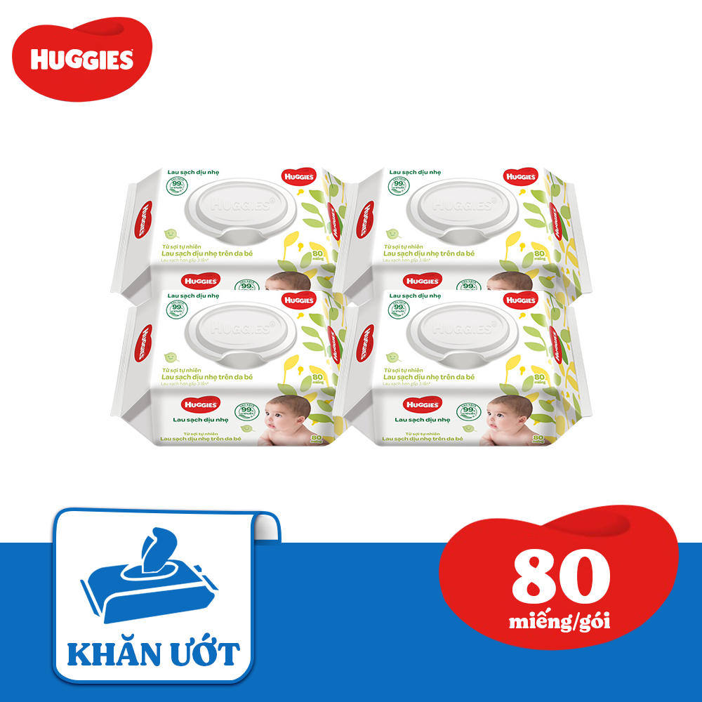 Ảnh Combo 4 gói Khăn ướt Huggies không mùi (80 miếng/gói) 2