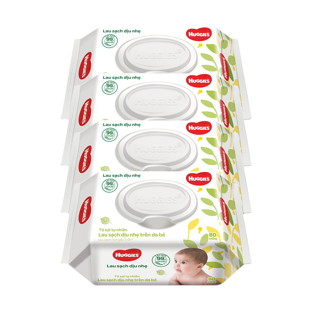 Ảnh Combo 4 gói Khăn ướt Huggies không mùi (80 miếng/gói) 1