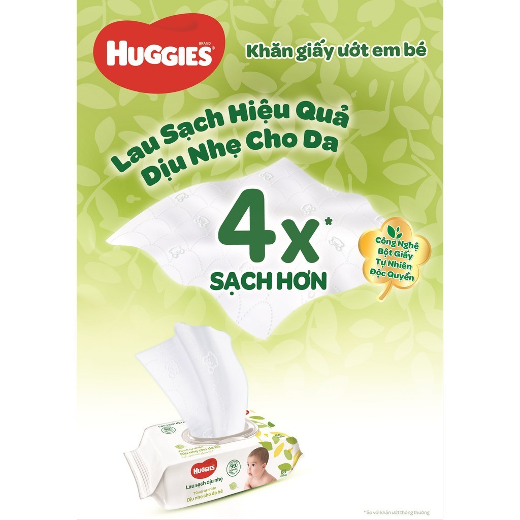 Ảnh Combo 4 gói Khăn ướt Huggies không mùi (80 miếng/gói) 3