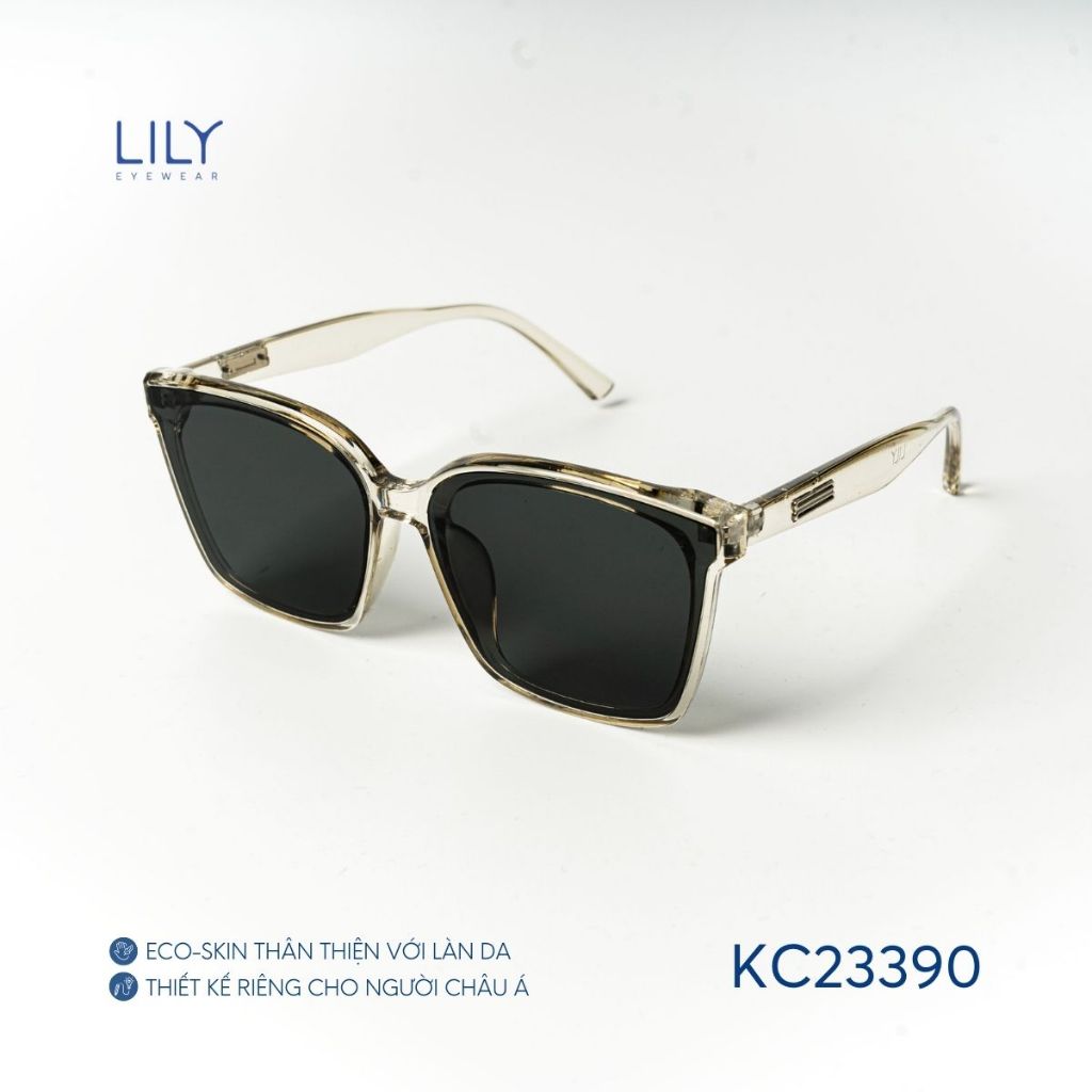 Ảnh Kính mát vuông nam nữ LILYEYEWEAR chất liệu nhựa cứng cáp chắc chắn CHỐNG TIA UV400 kiểu dáng thời trang KC23390 2