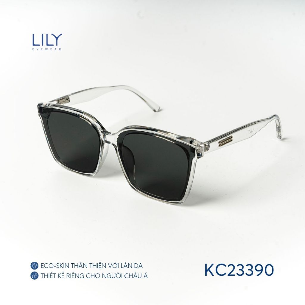 Ảnh Kính mát vuông nam nữ LILYEYEWEAR chất liệu nhựa cứng cáp chắc chắn CHỐNG TIA UV400 kiểu dáng thời trang KC23390 3
