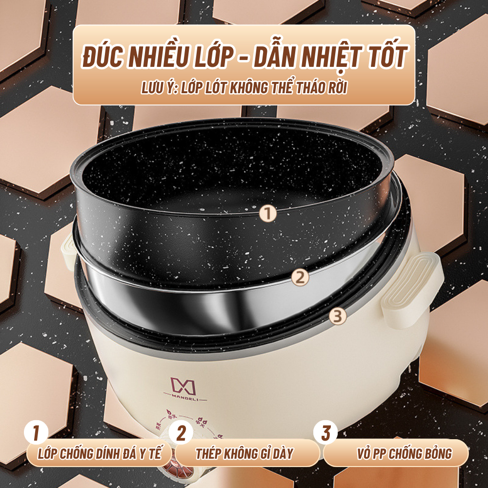 Nồi Lẩu Điện MADELI Đa Năng 28cm Công Suất 1000W Kèm Xửng Hấp Inox Dung Tích 4L ĐA ZI NĂNG - ảnh 5