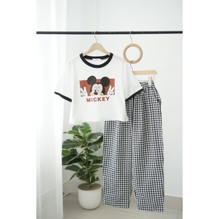 Set Đồ Bộ Dài Áo Croptop, Quần Dài Lưng Thun Mặc Nhà, Đi Chơi Thời Trang