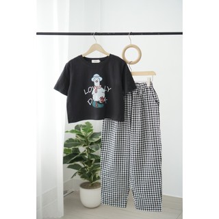 Set Đồ Bộ Dài Áo Croptop, Quần Dài Lưng Thun Mặc Nhà, Đi Chơi Thời Trang