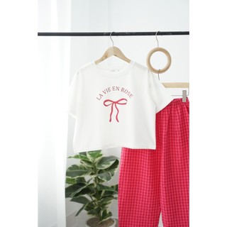 Set Đồ Bộ Dài Áo Croptop, Quần Dài Lưng Thun Mặc Nhà, Đi Chơi Thời Trang