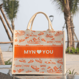 Túi Quai Ngang Cầm Tay Myn Love You Size M Dệt Vải Đay Linen