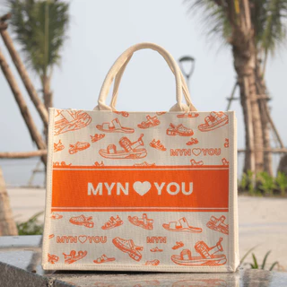 Túi Quai Ngang Cầm Tay Myn Love You Size M Dệt Vải Đay Linen