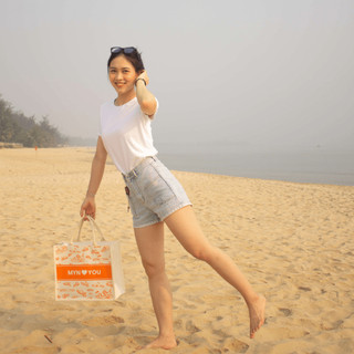 Túi Quai Ngang Cầm Tay Myn Love You Size M Dệt Vải Đay Linen