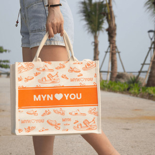 Túi Quai Ngang Cầm Tay Myn Love You Size M Dệt Vải Đay Linen