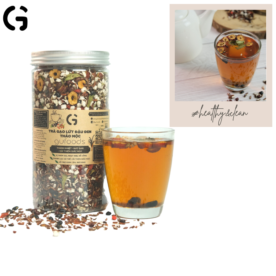 Ảnh Trà gạo lứt đậu đen thanh nhiệt GUfoods - Tự nhiên, Healthy, Thanh lọc cơ thể, Mát gan, Ngủ ngon, Đa dạng vị (200g/500g) 1