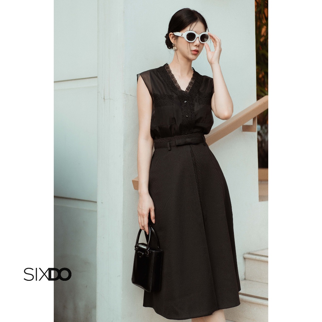 Áo kiểu nữ tơ organza sát nách SIXDO (Black Cap Sleeves Top) | Shopee ...