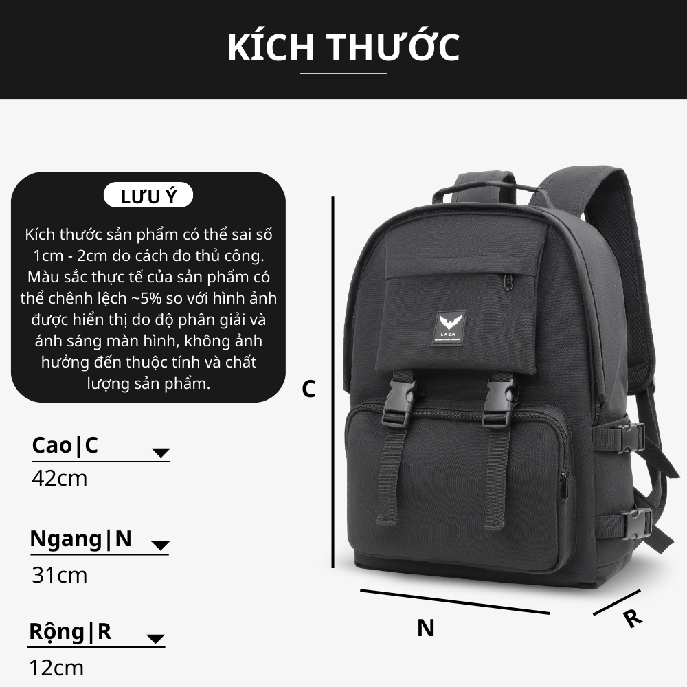 Ảnh Balo laptop nam nữ LAZA Geness Backpack 468 chất liệu chống thấm nước, đựng được laptop 15.6inch 3
