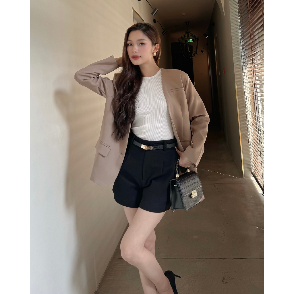 Ảnh BBSTORE’S Quần Short Kaki Lưng Cao Bản Đỉa Nhỏ Thanh Lịch - Q3117 2