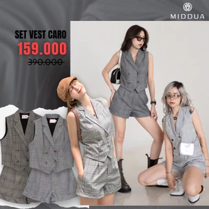 MIDDUA - SET GILET VEST CARO NHIỀU MÀU
