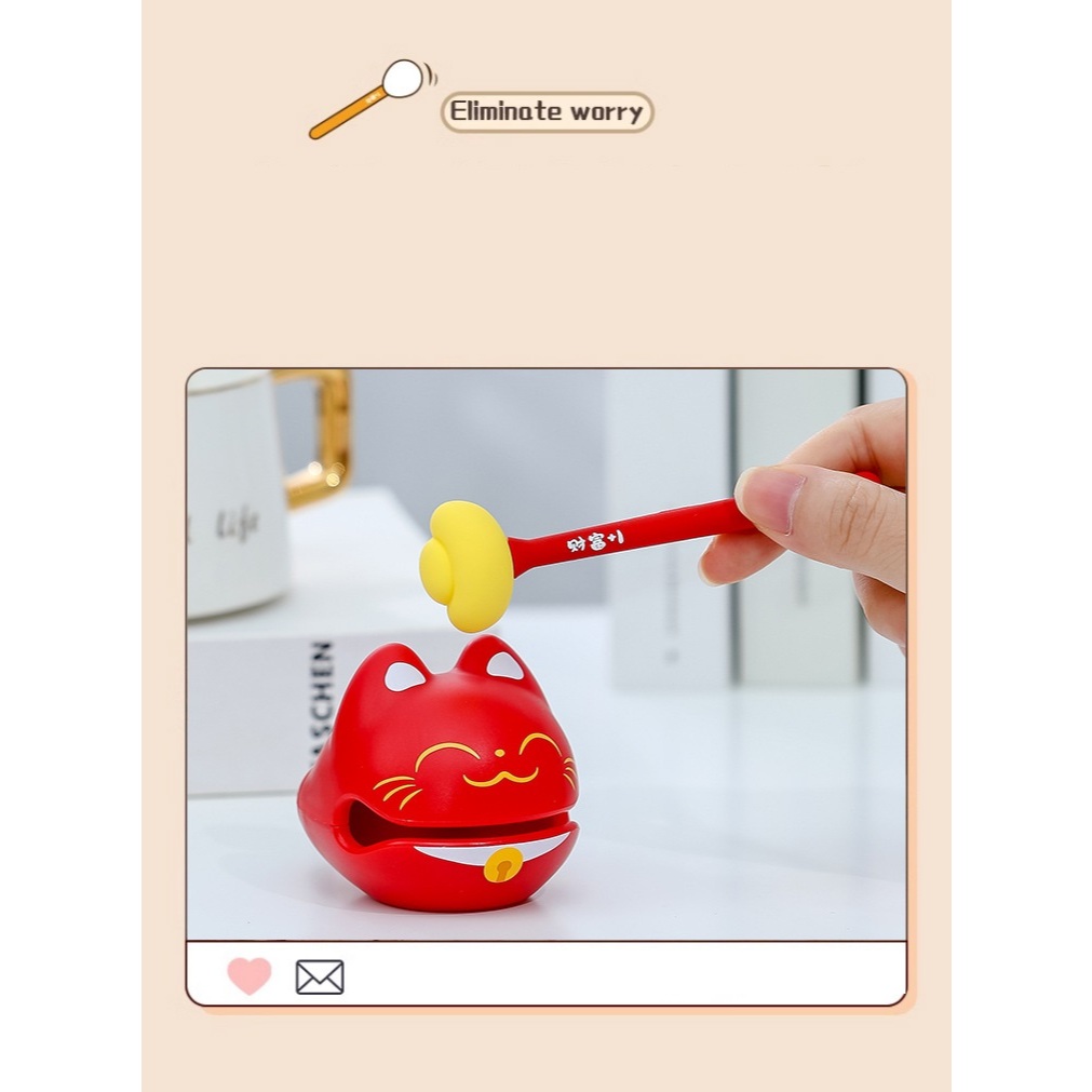 Mèo may mắn dễ thương để bàn làm việc , phương pháp Thiền giúp giải tỏa căng thẳng mang lại may mắn cho người dùng