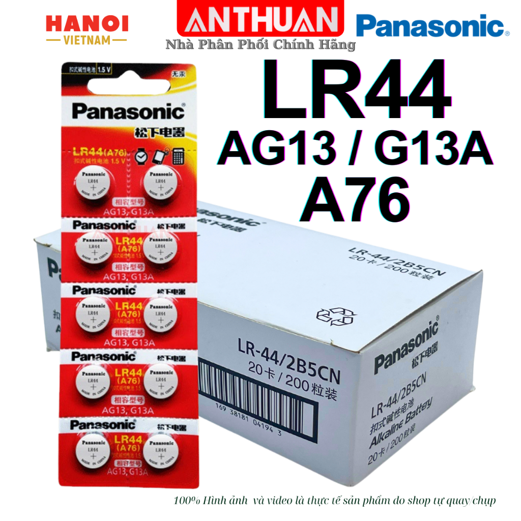 Pin LR44 / AG13 / A76 Panasonic 1.5V Alkaline G13A / SR44 / LR1154 Vỉ ...