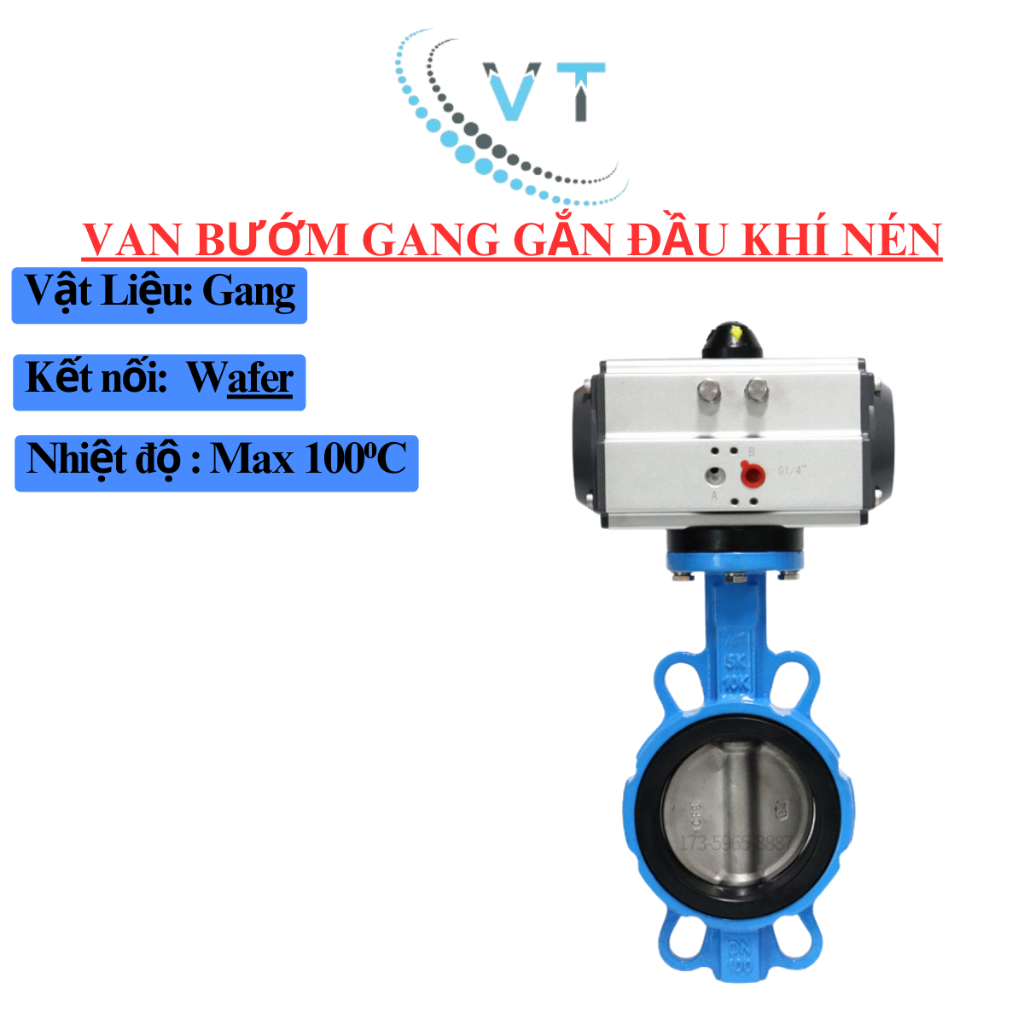 VAN BƯỚM GANG GẮN ĐẦU KHÍ NÉN