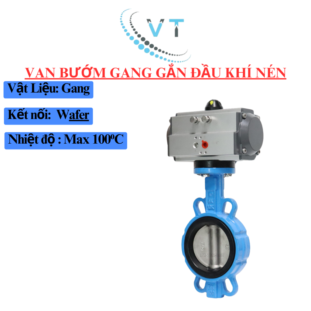 VAN BƯỚM GANG GẮN ĐẦU KHÍ NÉN