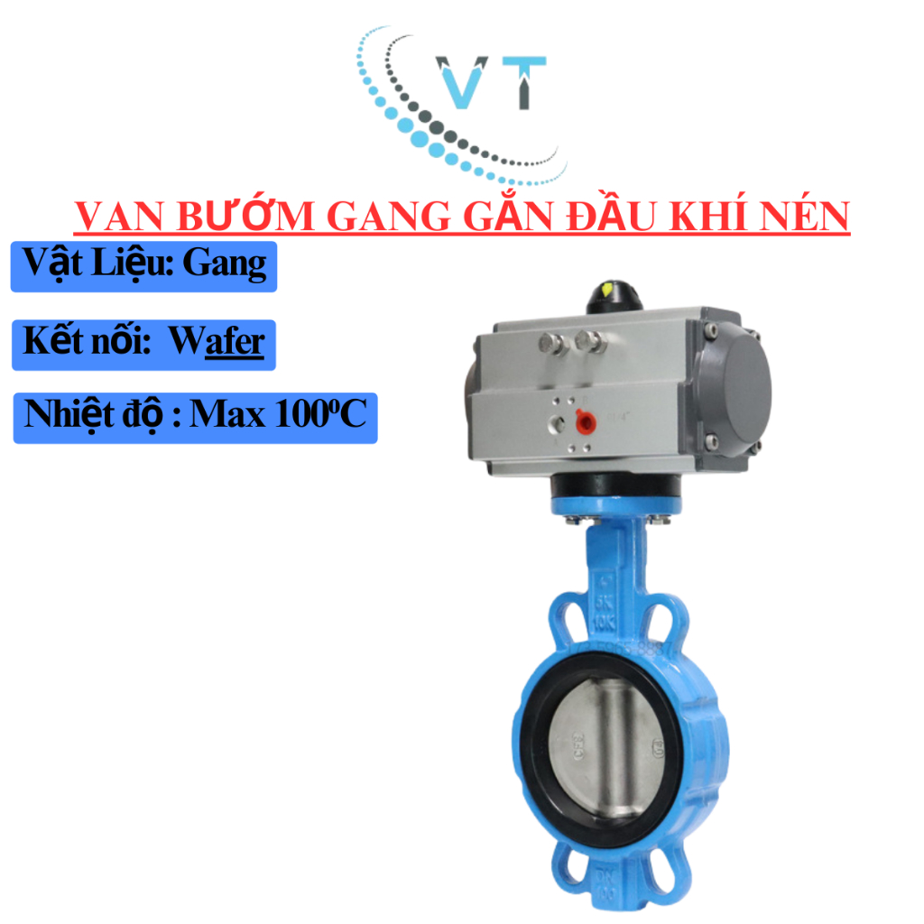 VAN BƯỚM GANG GẮN ĐẦU KHÍ NÉN