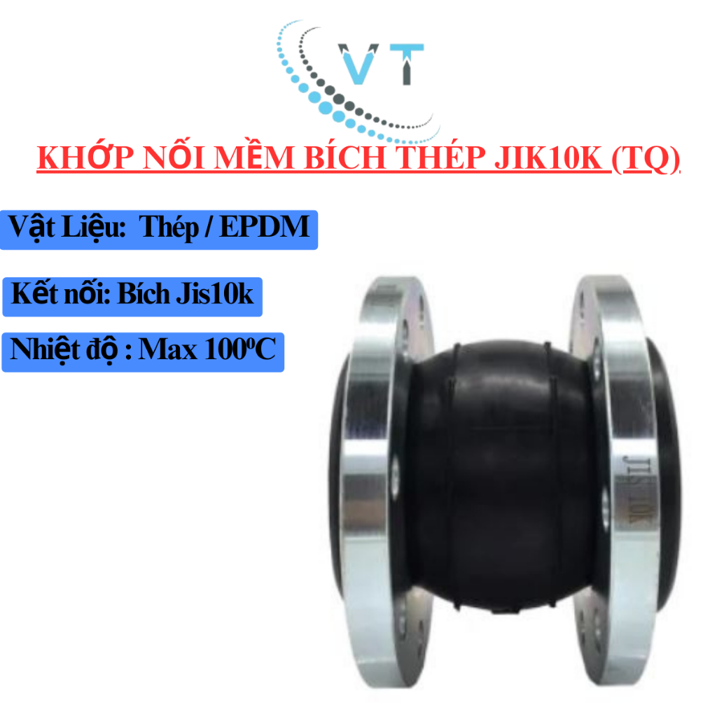 Khớp nối mềm cao su mặt bích thép JIS 10K (Trung Quốc) - Khớp chống rung bích thép đủ size DN50 - DN300