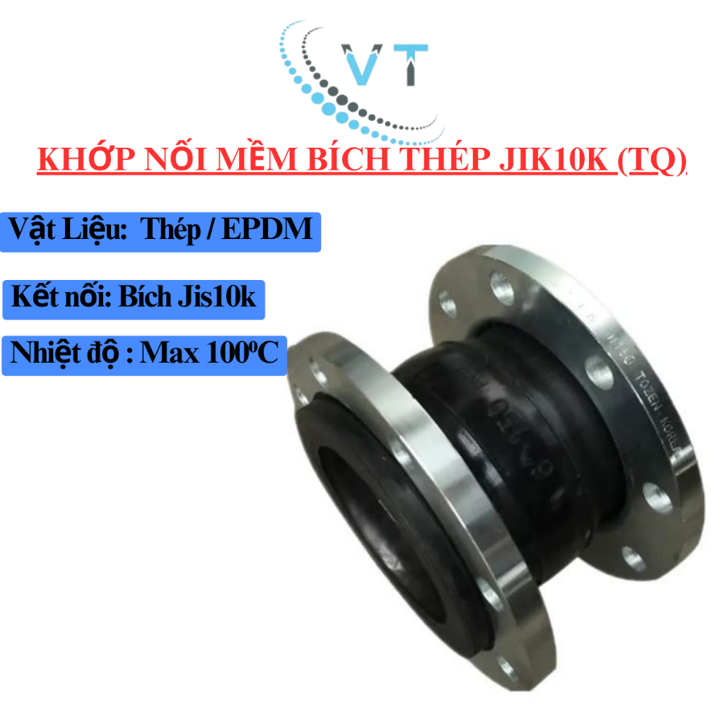 Khớp nối mềm cao su mặt bích thép JIS 10K (Trung Quốc) - Khớp chống rung bích thép đủ size DN50 - DN300