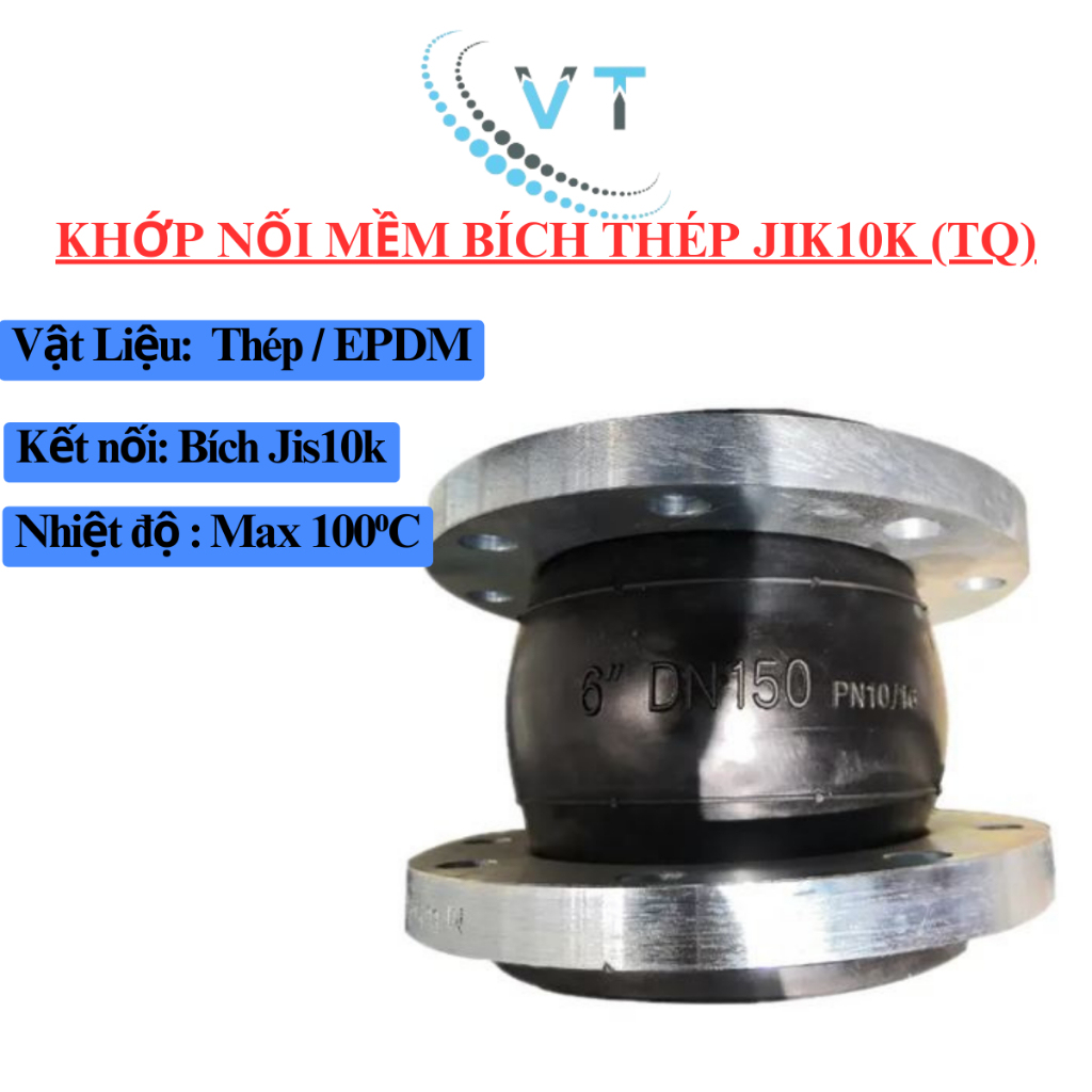 Khớp nối mềm cao su mặt bích thép JIS 10K (Trung Quốc) - Khớp chống rung bích thép đủ size DN50 - DN300