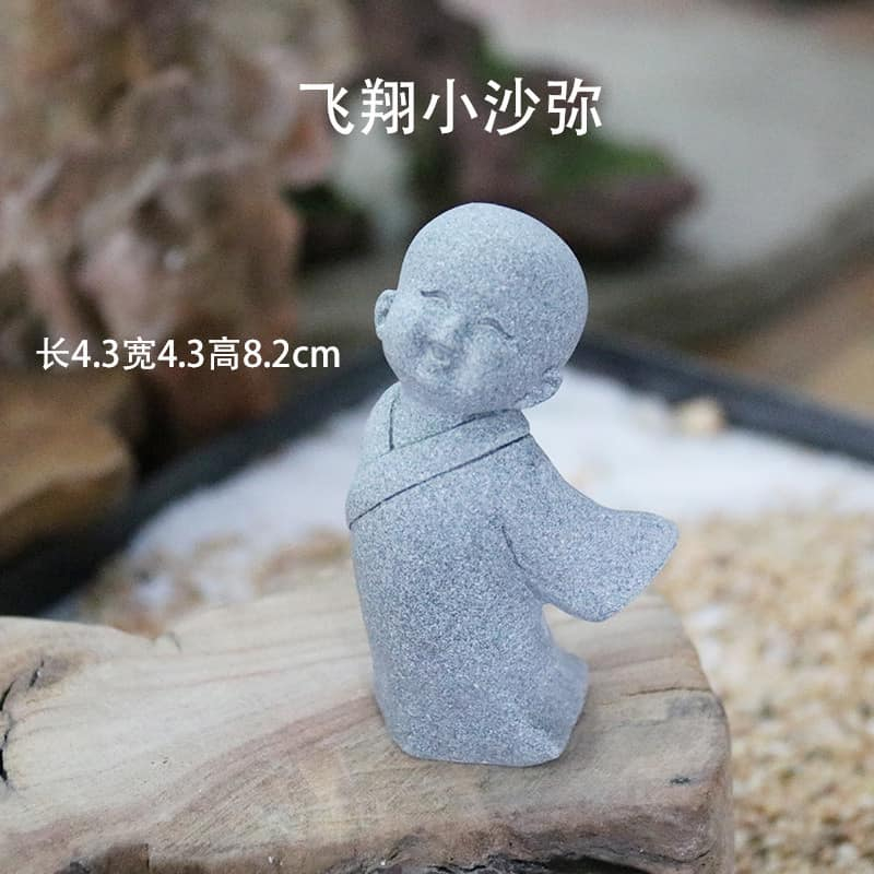 Tượng chú tiểu cười đá cao cấp - decor trưng bày, terrarium