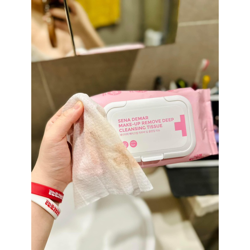 Khăn tẩy trang senademar make-up remove deep cleansing tissue 245g - 45 miếng/gói  IS206