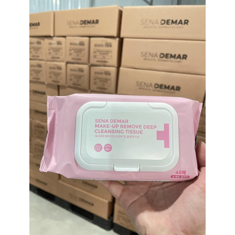 Khăn tẩy trang senademar make-up remove deep cleansing tissue 245g - 45 miếng/gói  IS206