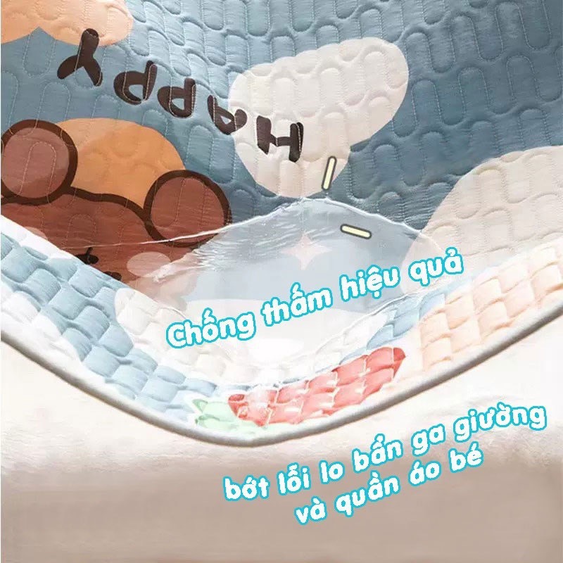 Lót Chống Thấm Cho Bé 5 Lớp Vải Thô Cotton Dùng 2 Mặt (cả mùa đông & hè ) kt 50x70cm HT01