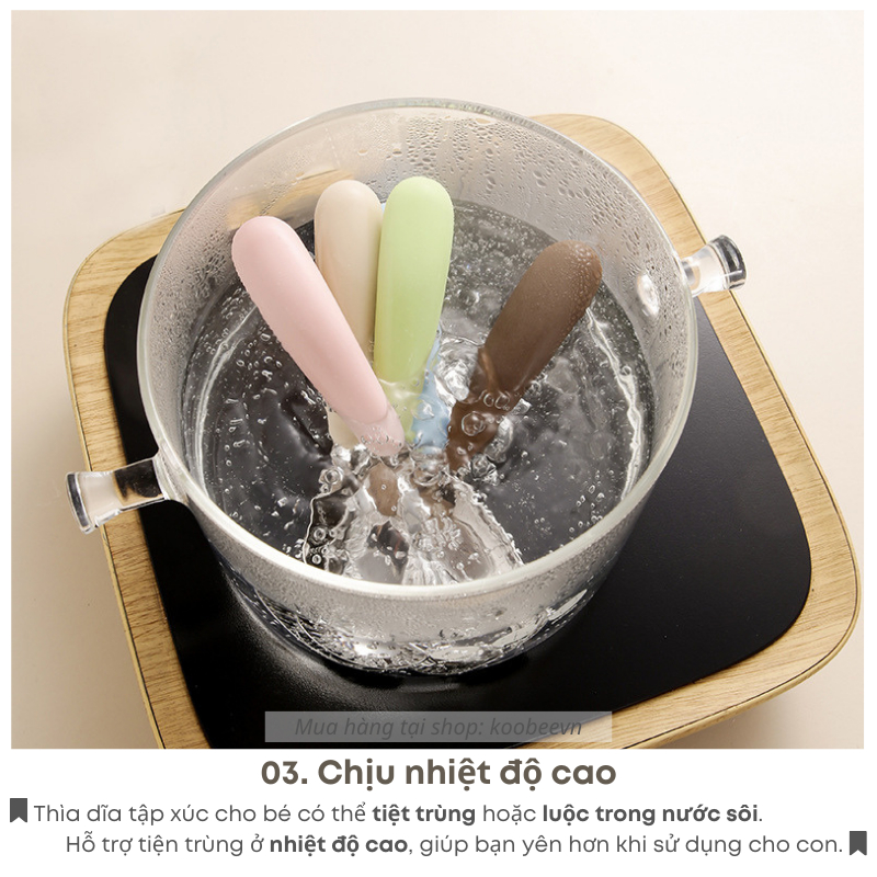 Thìa Ăn Dặm Inox 316 KOOBEE Cho Bé – Tặng Hộp Đựng Cao Cấp | Dùng Ăn Cơm Cháo, Sữa Chua, Váng Sữa | 074