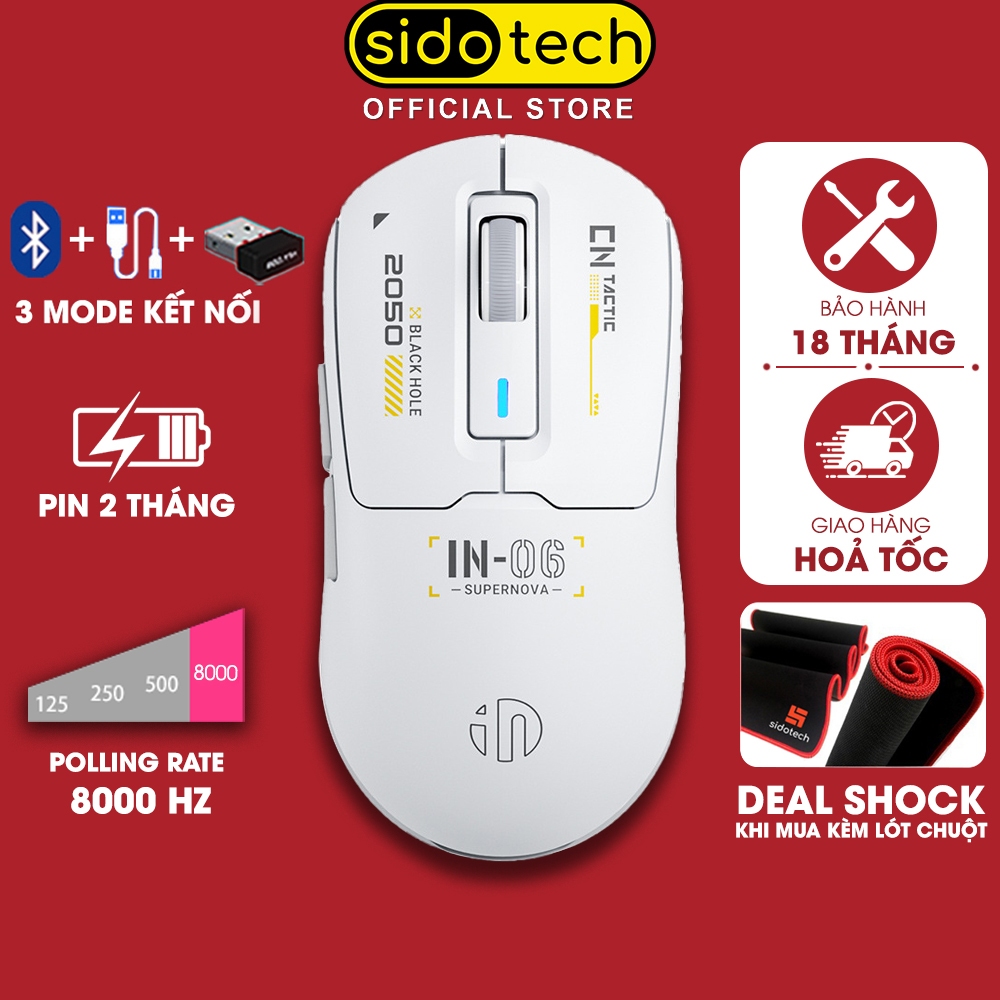 Chuột gaming không dây SIDOTECH INPHIC IN6 nhẹ chip PAW3395 8000hz 3 ...