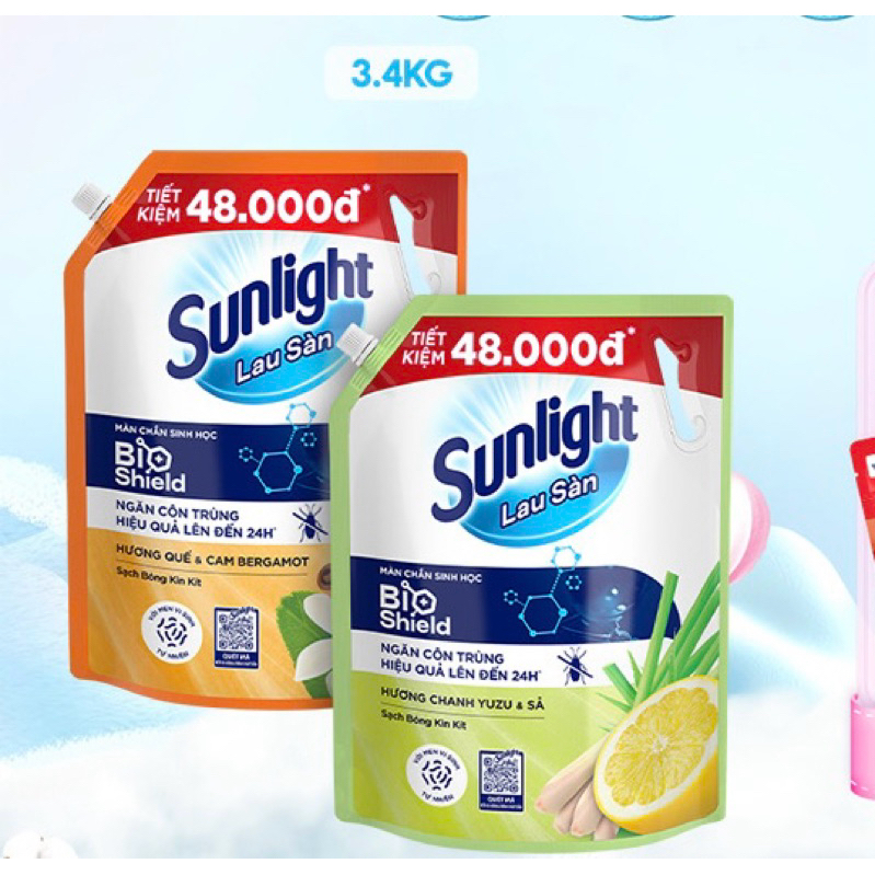 Túi nước lau sàn Sunlight hương hoa diên vỹ/ chanh sả