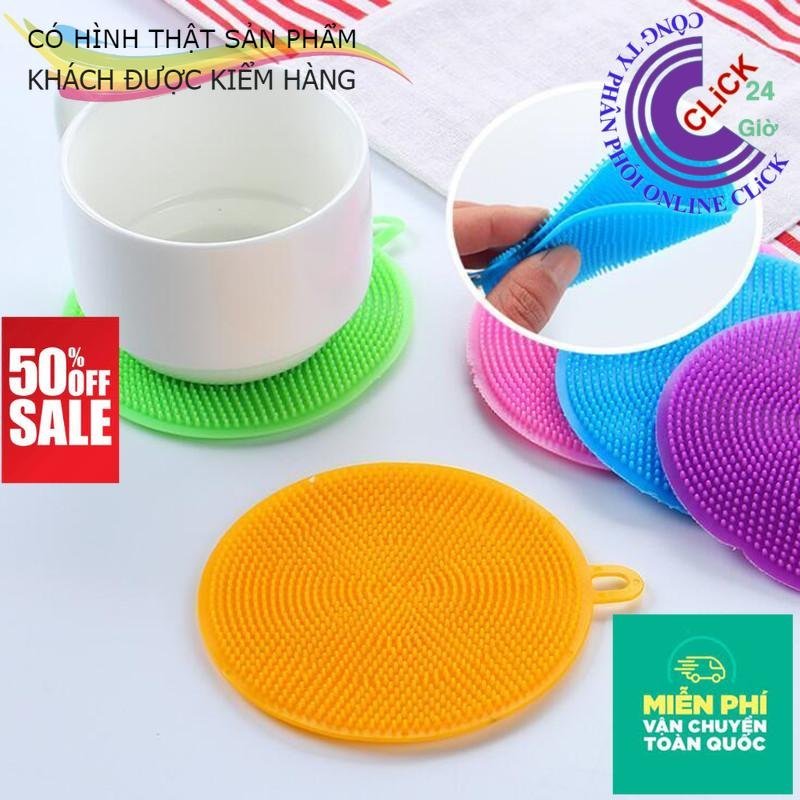 Miếng Rửa Bát Chén Dĩa Silicon Siêu Sạch Kháng Khuẩn Kiêm Nhấc Nồi, Lót Đế Ly, Rửa Củ- Có Quai Treo Tiện Lợi