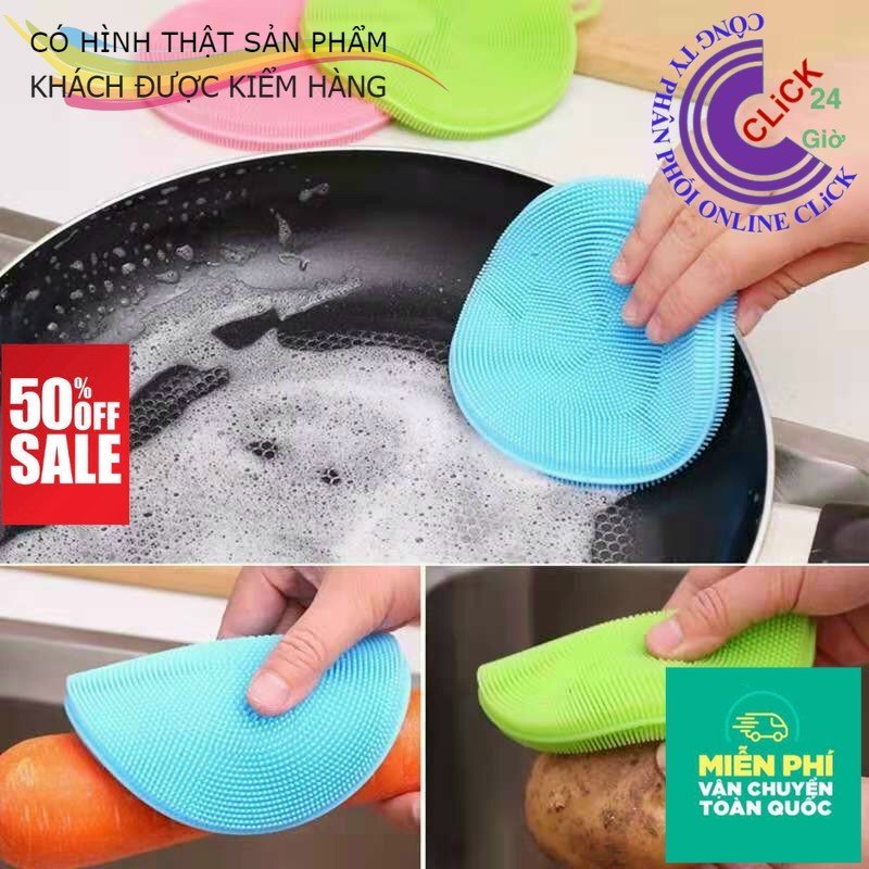 Miếng Rửa Bát Chén Dĩa Silicon Siêu Sạch Kháng Khuẩn Kiêm Nhấc Nồi, Lót Đế Ly, Rửa Củ- Có Quai Treo Tiện Lợi