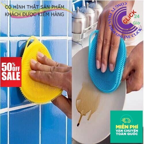 Miếng Rửa Bát Chén Dĩa Silicon Siêu Sạch Kháng Khuẩn Kiêm Nhấc Nồi, Lót Đế Ly, Rửa Củ- Có Quai Treo Tiện Lợi
