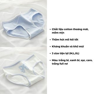 Quần chip nữ thun cotton đáy may hai lớp kháng khuẩn kèm họa tiết đính nơ dễ thương DEVARI L8030