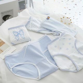 Quần chip nữ thun cotton đáy may hai lớp kháng khuẩn kèm họa tiết đính nơ dễ thương DEVARI L8030