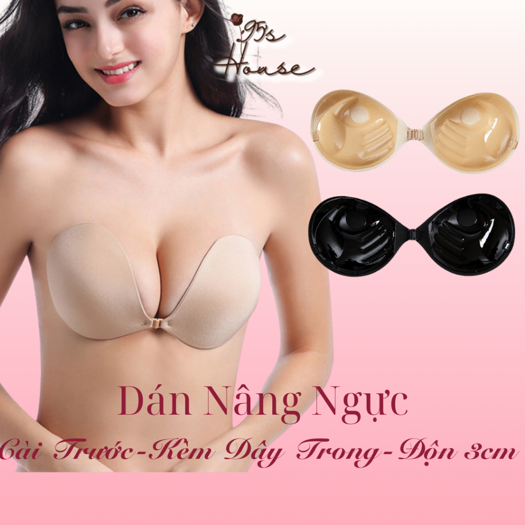 Miếng dán ngực cài trước tạo khe hình bàn tay mút độn 3cm, áo dán nâng ngực mặc áo váy hở lưng DN03D [95's House]