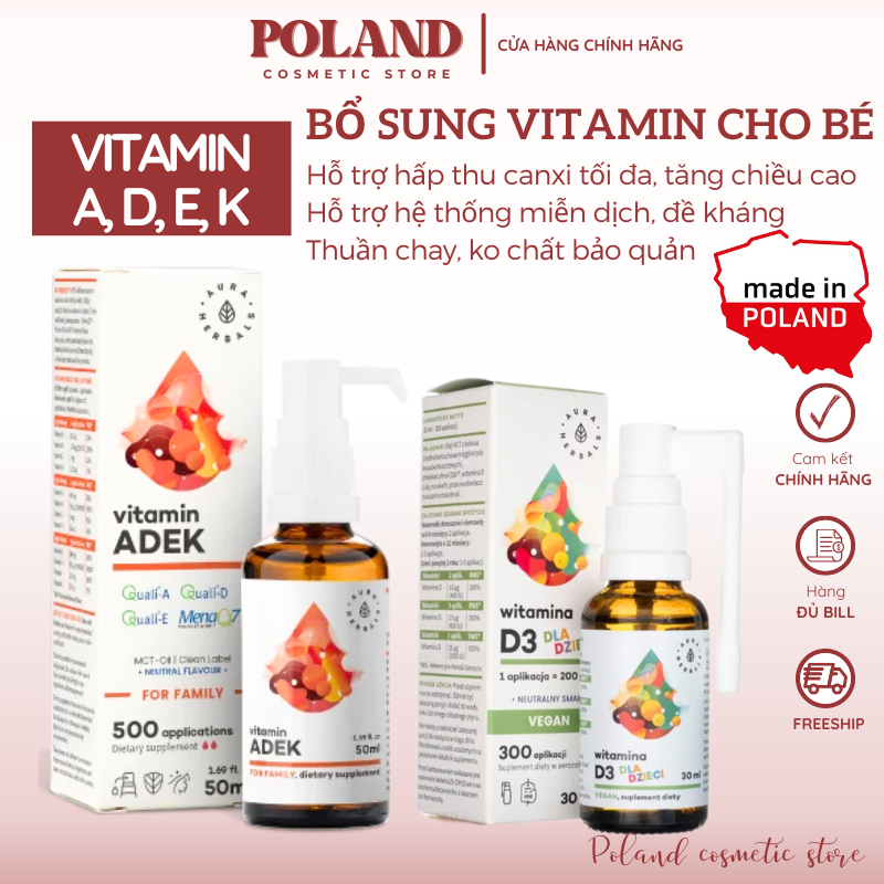 Vitamine ADEK En Gouttes Aura Herbals - 50 Ml - Neuf, Pour Toute La Famille