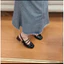 Giày sandal bít mũi retro 4cm chất da bóng form chuẩn ( 4p 3 QUAI)