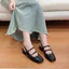 Giày sandal bít mũi retro 4cm chất da bóng form chuẩn ( 4p 3 QUAI)