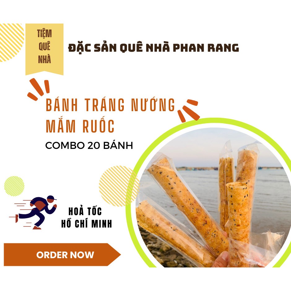 [Combo 20] Bánh tráng nướng cuốn mắm ruốc đặc sản Phan Rang – ăn vặt phan rang – tiệm quê nhà