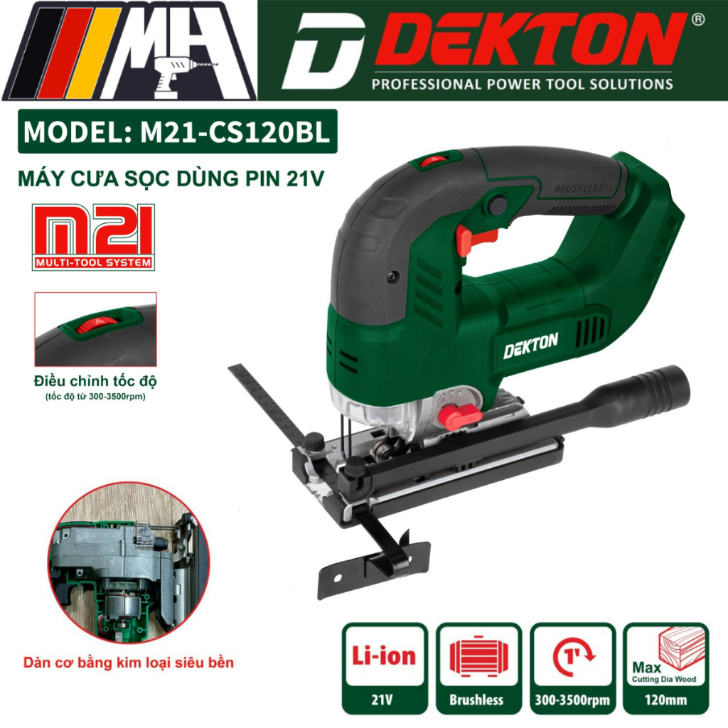 [CHÍNH HÃNG] Máy Cưa Sọc Dùng Pin 21V DEKTON M21-CS120BL – Motor Không ...